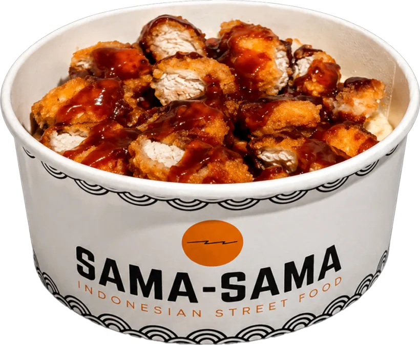 Un bol Asimani SAMA-SAMA : poulet pané nappé de sauce